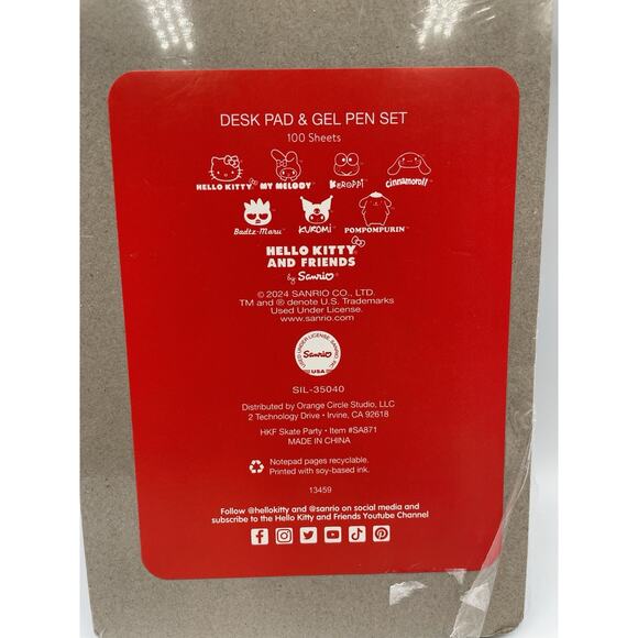 2024 Sanrio Hello Kitty & Friends Christmas Desk Pad Gel Pen Set 100 To Do Notes - Picture 9 of 9